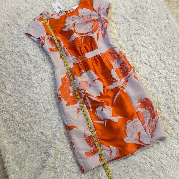 NWT Carolina Herrera Orange & Pearl Gray silk blend dress size 10 - Picture 12 of 12